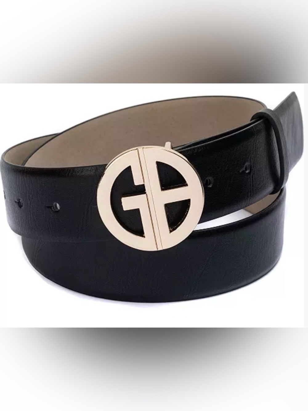 Giani Bernini NWT $39/29 Women's Signature-Buckle Panel Belt Black Gold L NOW
